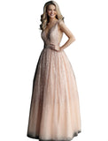 Jovani Blush Embellished Bodice Glitter Prom Ballgown