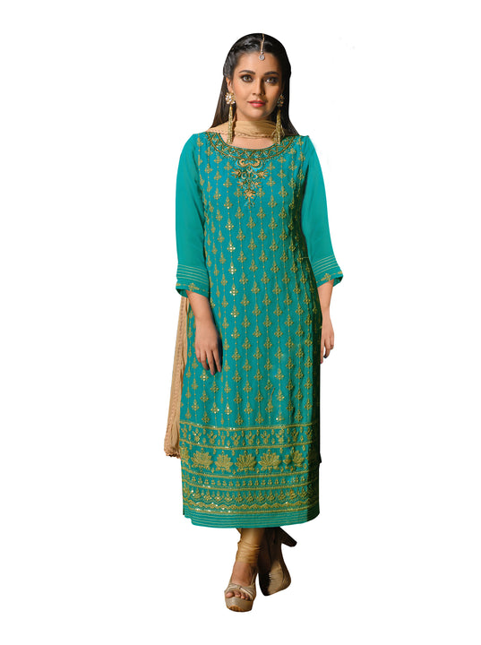Opal Green Embroidered Chikankari Long Kurti Salwar Kameez Suit D-6221 Saris and Things Opal Green Embroidered Chikankari Long Kurti Salwar Kameez Suit D-6221 Saris and Things