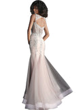 Jovani Taupe Silver Embellished Cap Sleeve Prom Dress
