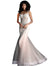 Jovani Taupe Silver Embellished Cap Sleeve Prom Dress