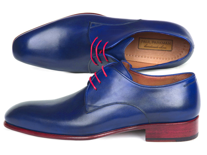 Paul Parkman Blue Hand Painted Derby Shoes (ID#633BLU13) Size 7.5 D(M) US