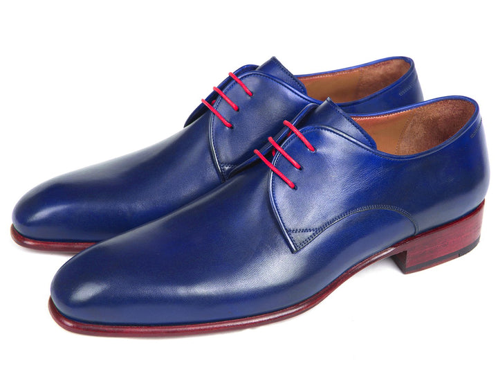 Paul Parkman Blue Hand Painted Derby Shoes (ID#633BLU13) Size 7.5 D(M) US
