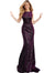 Jovani Purple Sequin Embellished Backless Velvet Prom Dress