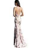 Jovani Blush Embellished Halter Neck Prom Dress
