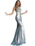 Jovani Blue Nude Key Hole Neckline Sequin Prom Dress