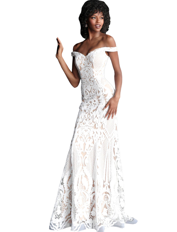 Jovani Off White Sweetheart Neckline Embellished Prom Dress