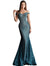 Jovani Peacock Embellished Lace Off the Shoulder Prom Dress