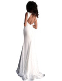 Jovani White Sequin Open Back High Neck Prom Dress