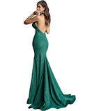 Jovani Hunter Backless Halter Neck Glitter Prom Gown Dress
