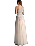 Jovani Nude Embellished Bodice One Shoulder Prom Dress