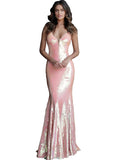 Jovani Coral Plunging Neckline Sequin Fitted Prom Dress