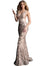 Jovani Blush Plunging Neckline Embellished Fitted Prom Dress