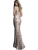 Jovani Blush Plunging Neckline Embellished Fitted Prom Dress
