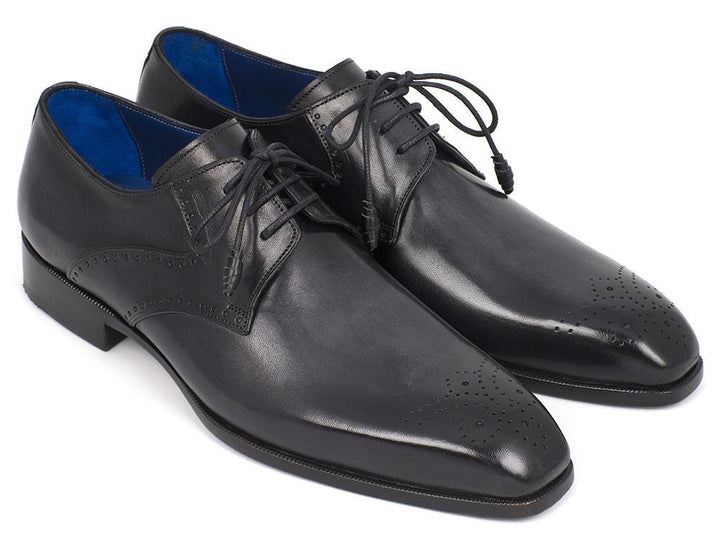 Paul Parkman Men's Black Medallion Toe Derby Shoes (ID#6584-BLK) Size 8-8.5 D(M) US