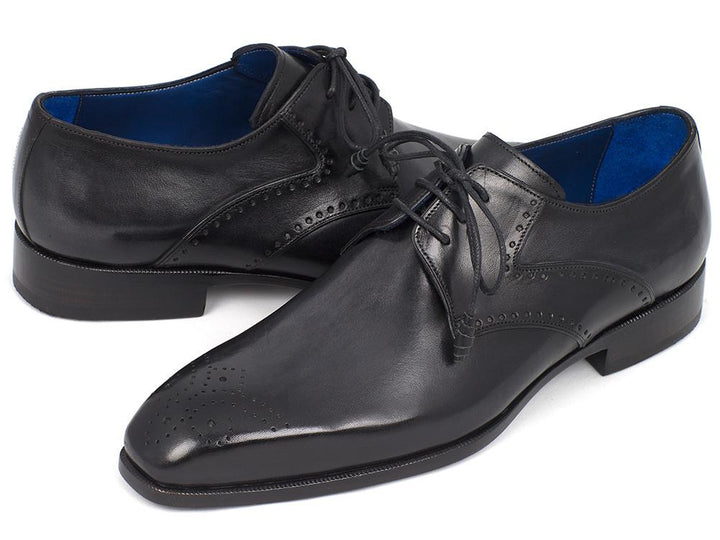 Paul Parkman Men's Black Medallion Toe Derby Shoes (ID#6584-BLK) Size 8-8.5 D(M) US
