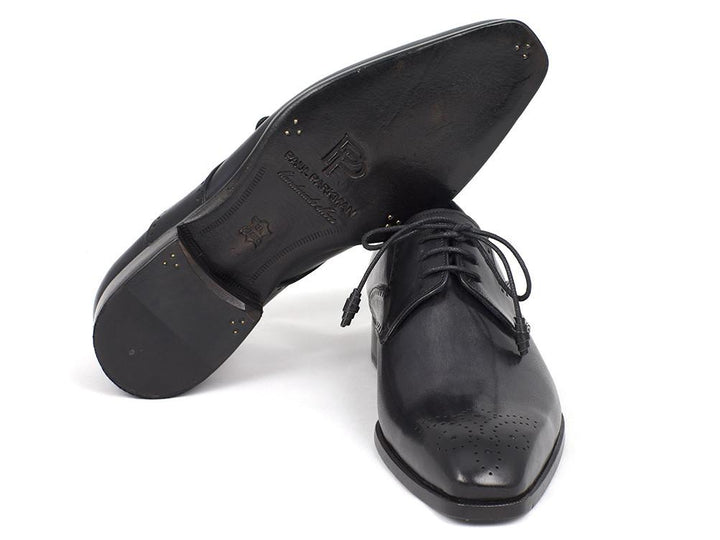 Paul Parkman Men's Black Medallion Toe Derby Shoes (ID#6584-BLK) Size 12-12.5 D(M) US