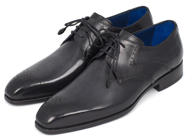 Paul Parkman Men's Black Medallion Toe Derby Shoes (ID#6584-BLK) Size 11.5 D(M) US