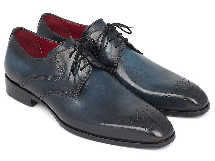Paul Parkman Men's Navy & Blue Medallion Toe Derby Shoes (ID#6584-NAVY) Size 12-12.5 D(M) US