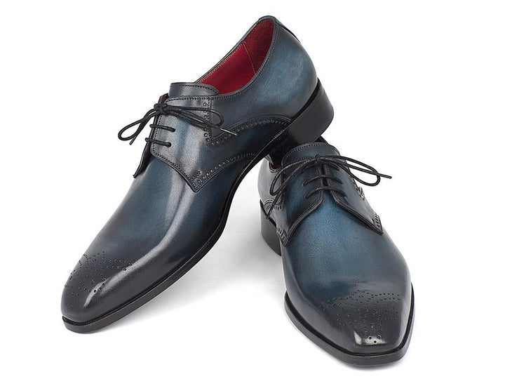 Paul Parkman Men's Navy & Blue Medallion Toe Derby Shoes (ID#6584-NAVY) Size 13 D(M) US