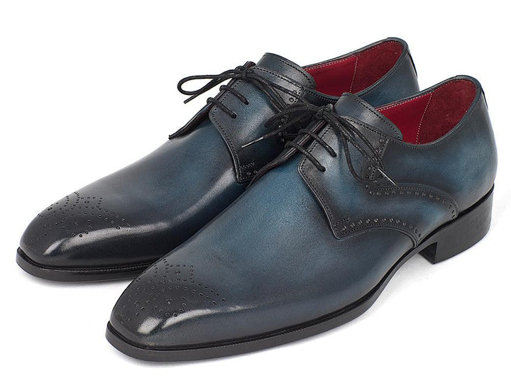 Paul Parkman Men's Navy & Blue Medallion Toe Derby Shoes (ID#6584-NAVY) Size 8-8.5 D(M) US