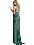 Jovani Green Beaded Plunging Neckline Prom Dress