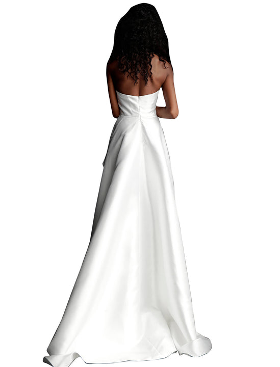 Jovani Ivory Black Strapless Sweetheart Pantsuit with Overskirt Dress