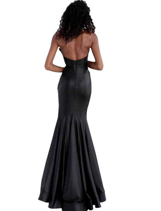 Jovani Black Fitted Strapless Ruched Bodice Prom Dress