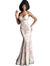 Jovani Champagne Strapless Embellished Fitted Prom Dress