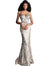 Jovani Gold Silver Criss Cross Back Embellished Prom Dress