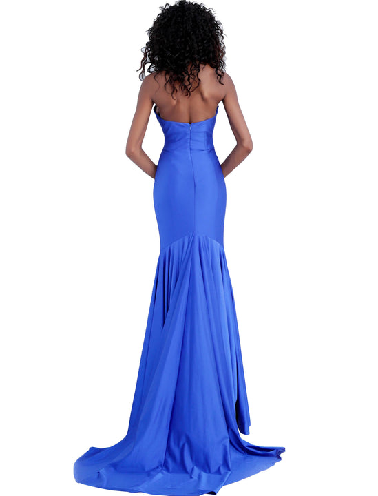 Jovani Royal Strapless Pleated Waist Prom Dress