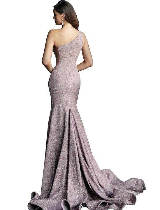 Jovani Mauve One Shoulder Sleeveless Glitter Prom Dress