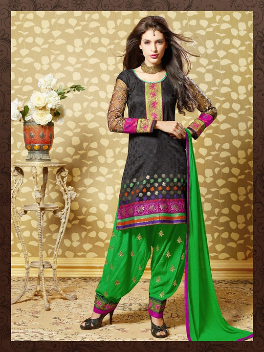 Lovely Black and Green Salwar Kameez (D. No. 7002)