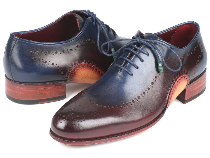 Paul Parkman Opanka Construction Blue & Bordeaux Oxfords Shoes (ID#726-BLU-BRD) Size 6.5-7 D(M) US