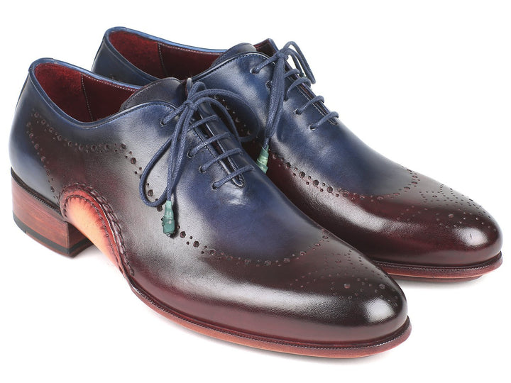 Paul Parkman Opanka Construction Blue & Bordeaux Oxfords Shoes (ID#726-BLU-BRD) Size 7.5 D(M) US