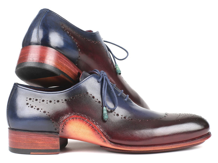 Paul Parkman Opanka Construction Blue & Bordeaux Oxfords Shoes (ID#726-BLU-BRD) Size 9.5-10 D(M) US