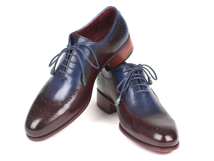 Paul Parkman Opanka Construction Blue & Bordeaux Oxfords Shoes (ID#726-BLU-BRD) Size 6.5-7 D(M) US