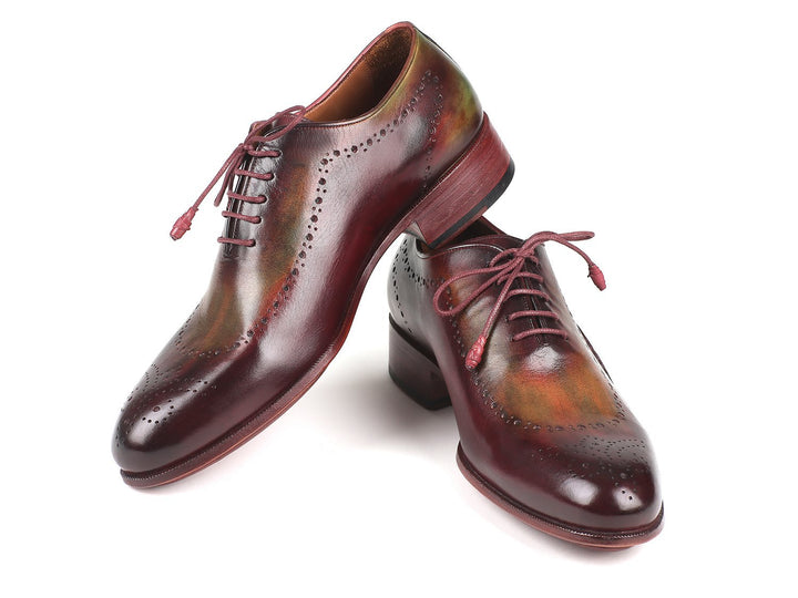 Paul Parkman Opanka Construction Green & Bordeaux Oxfords Shoes (ID#726-GRE-BOR)