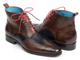 Paul Parkman Wingtip Ankle Boots Dual Tone Brown & Blue (ID#777-BRW-BLU) Size 7.5 D(M) US