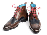 Paul Parkman Wingtip Ankle Boots Dual Tone Brown & Blue (ID#777-BRW-BLU) Size 11.5 D(M) US
