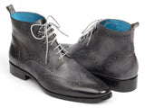 Paul Parkman Wingtip Ankle Boots Gray Hand-Painted (ID#777-GRAY) Size 6 D(M) US