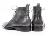 Paul Parkman Wingtip Ankle Boots Gray Hand-Painted (ID#777-GRAY) Size 9-9.5 D(M) US