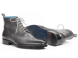 Paul Parkman Wingtip Ankle Boots Gray Hand-Painted (ID#777-GRAY) Size 12-12.5 D(M) US