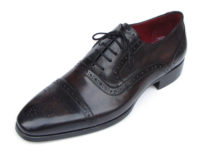 Paul Parkman Men's Captoe Oxfords Bronze & Black Shoes (Id#77U844) Size 6.5-7 D(M) US