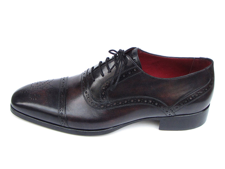Paul Parkman Men's Captoe Oxfords Bronze & Black Shoes (Id#77U844) Size 7.5 D(M) US