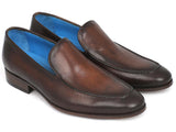 Paul Parkman Perforated Leather Loafers Brown Shoes (ID#874-BRW)