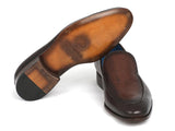Paul Parkman Perforated Leather Loafers Brown Shoes (ID#874-BRW)