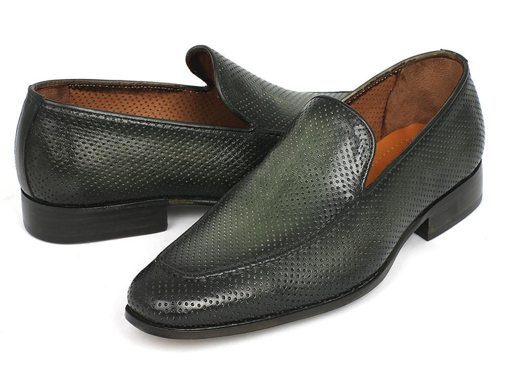 Paul Parkman Perforated Leather Loafers Green (ID#874-GRN) ----- Paul Parkman Perforated Leather Loafers Green (ID#874-GRN) -----