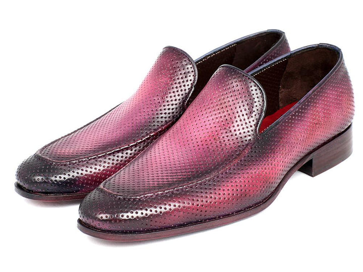 Paul Parkman Perforated Leather Loafers Purple Shoes (ID#874-PURP) Size 8-8.5 D(M) US