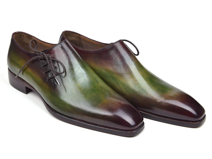 Paul Parkman Side Lace Oxfords Green & Bordeaux Shoes (ID#885F74) Size 8-8.5 D(M) US