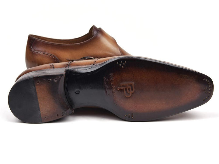 Paul Parkman Wingtip Single Monkstraps Brown & Camel Shoes (ID#98F54-BRW) Size 6 D(M) US